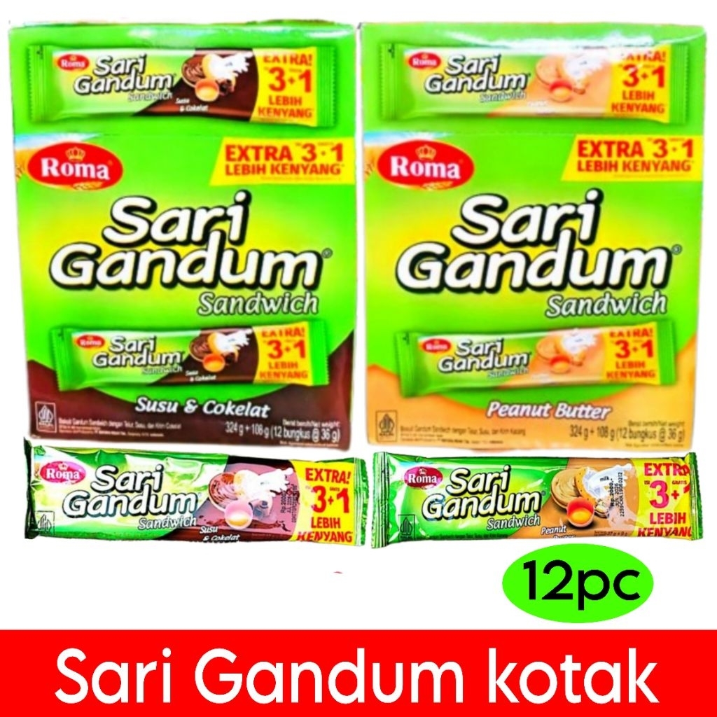 

Roma Sari Gandum kotak coklat kacang isi 12sachet