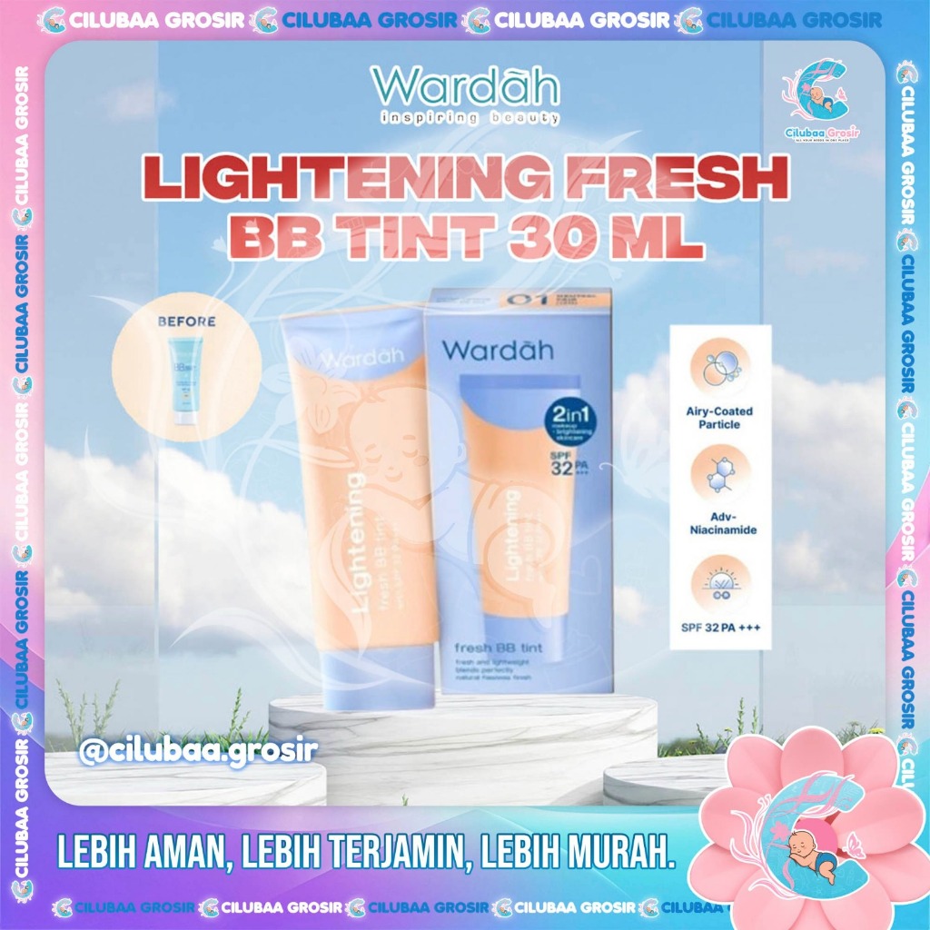 WARDAH Lightening Fresh BB Tint 30mL || Alas Bedak Wardah || Base Makeup Super Ringan || BB Tint Rin