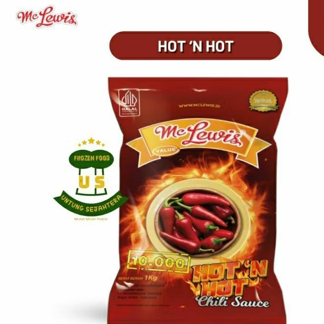 

Mc Lewis Hot n Hot Chili Sauce 900gr Mc Lewis Hot N Hot Kemasan Bantal saos pedas mc lewis Saus extra pedas Saos extra pedas McLewis