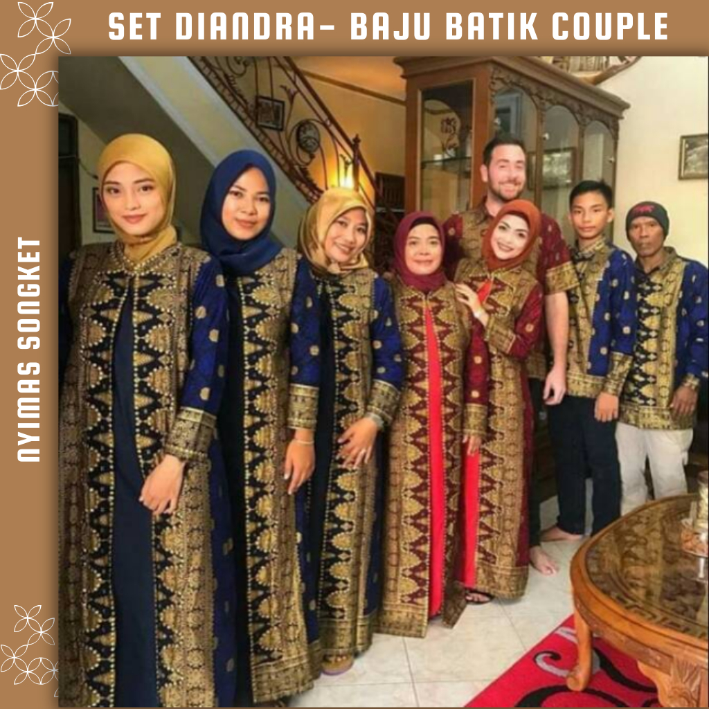 Setelan Songket Palembang Asli Nyimas: Baju Rok Set Couple Keluarga Anak - Motif Cantik Manis Merah