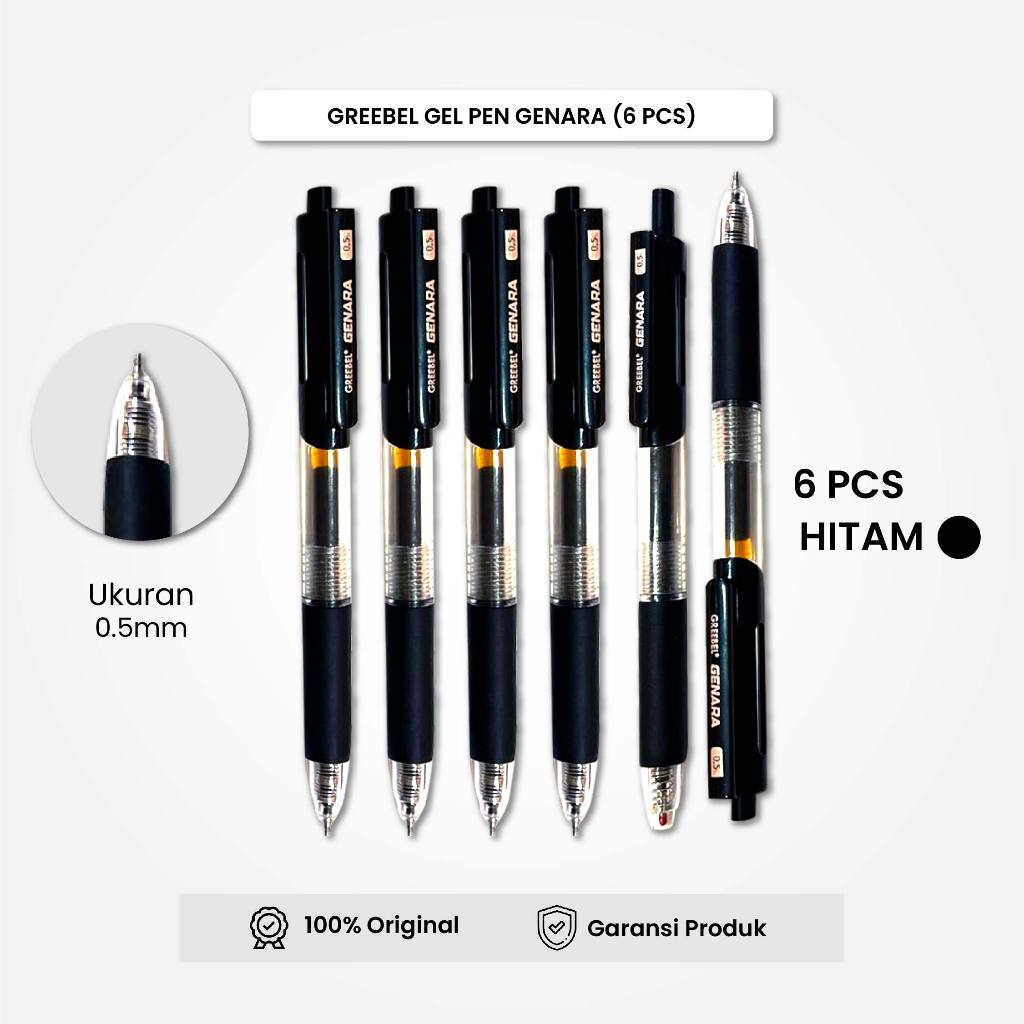 

GREEBEL Gel Pen / Pulpen Gel GP-508 GENARA Hitam 0.5 (6PCS/SET) / Pulpen Mekanik / Pulpen Gel Cetek