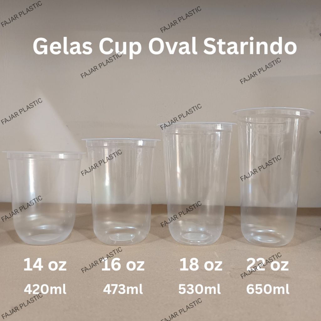 50 Pcs Cup Starindo 22oz Oval - Gelas Teh Es Jumbo - Gelas Plastik Starindo 22oz 650ML