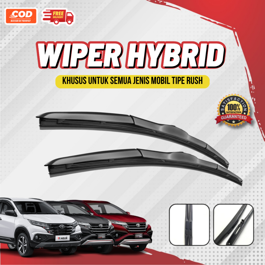 Wiper Mobil Hybrid Premium RUSH Lama dan Terbaru Sepasang Bisa COD