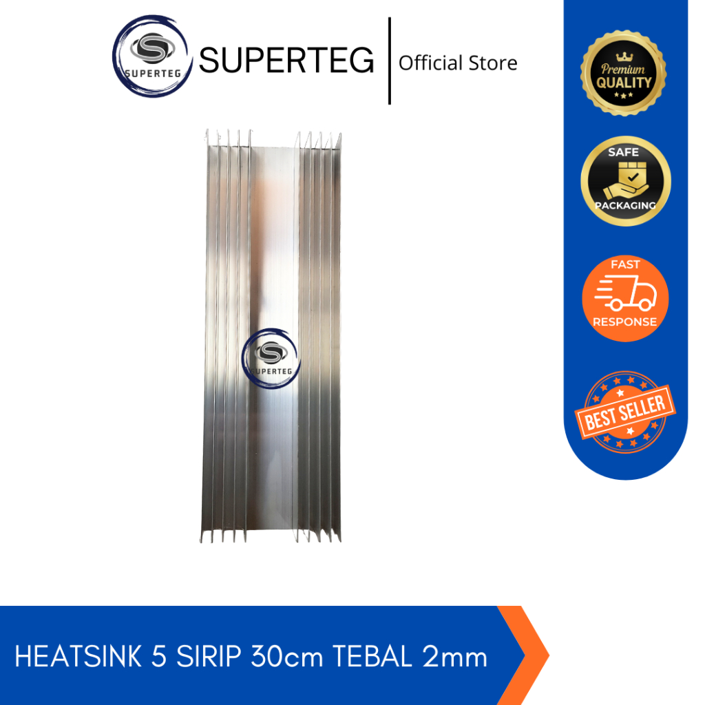 Pendingin 5 Sirip 30CM Tebal 2MM / Heatsink / Pendingin Power 5 Sirip Polos 30CM
