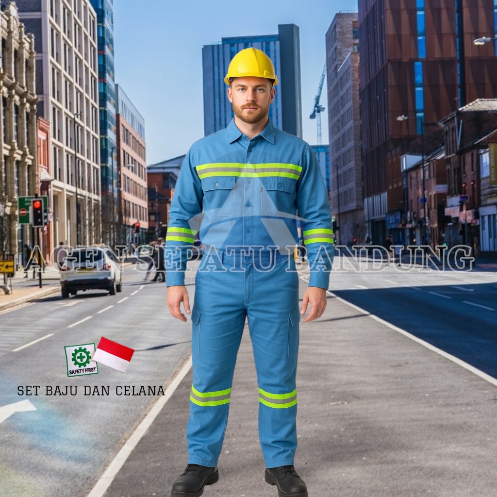 SETELAN Wearpack Safety Baju Safety Baju Kerja Bordir K3 dan Bendera Indonesia