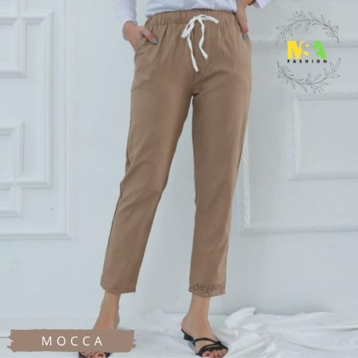 BASIC BAGGY LOSTA PANTS KOREA / CELANA PANJANG WANITA BAHAN LINEN