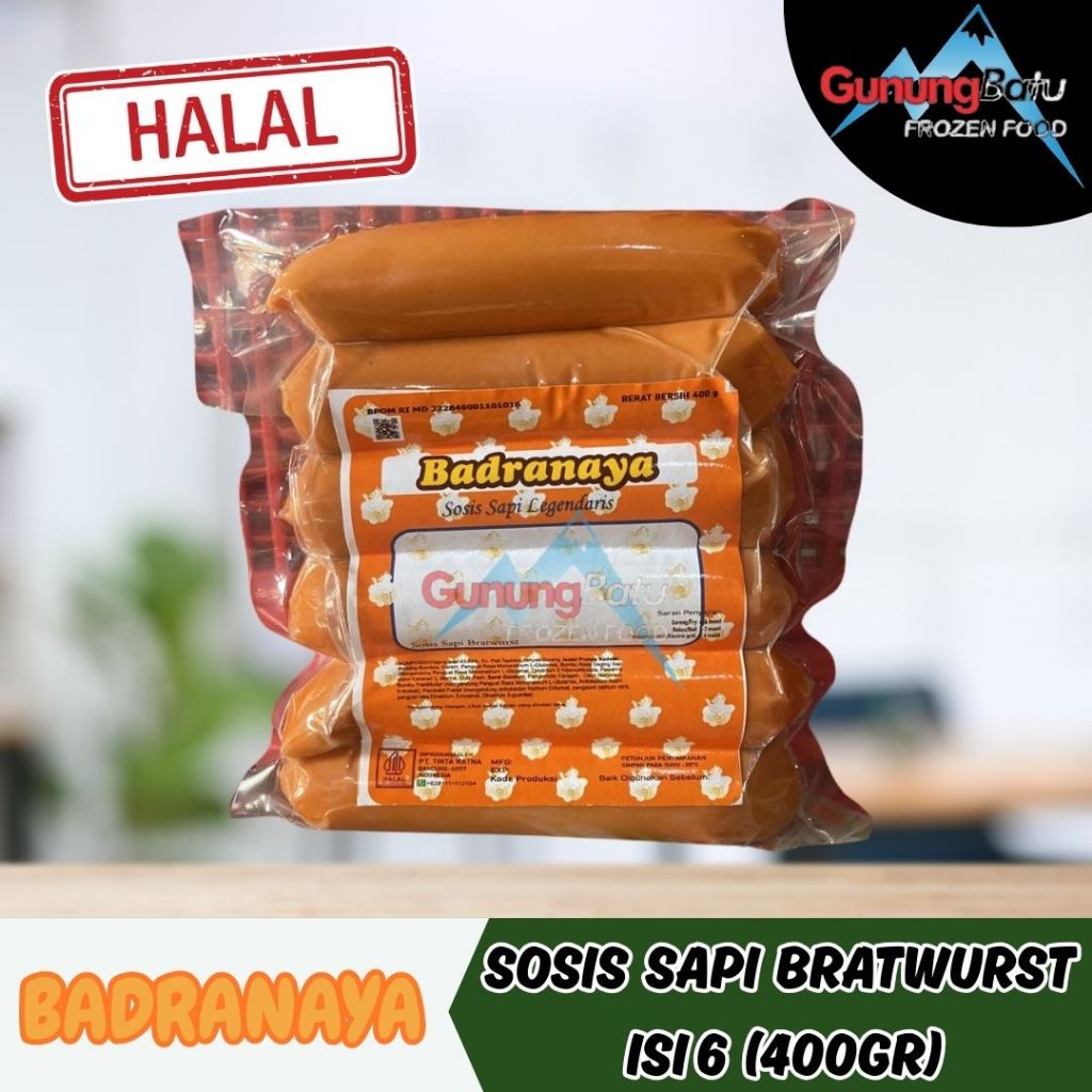 

BADRANAYA SOSIS SAPI BRATWURST ISI 6PCS (400GR)/ SOSIS SAPI COCKTAIL ISI 12PCS (400GR)