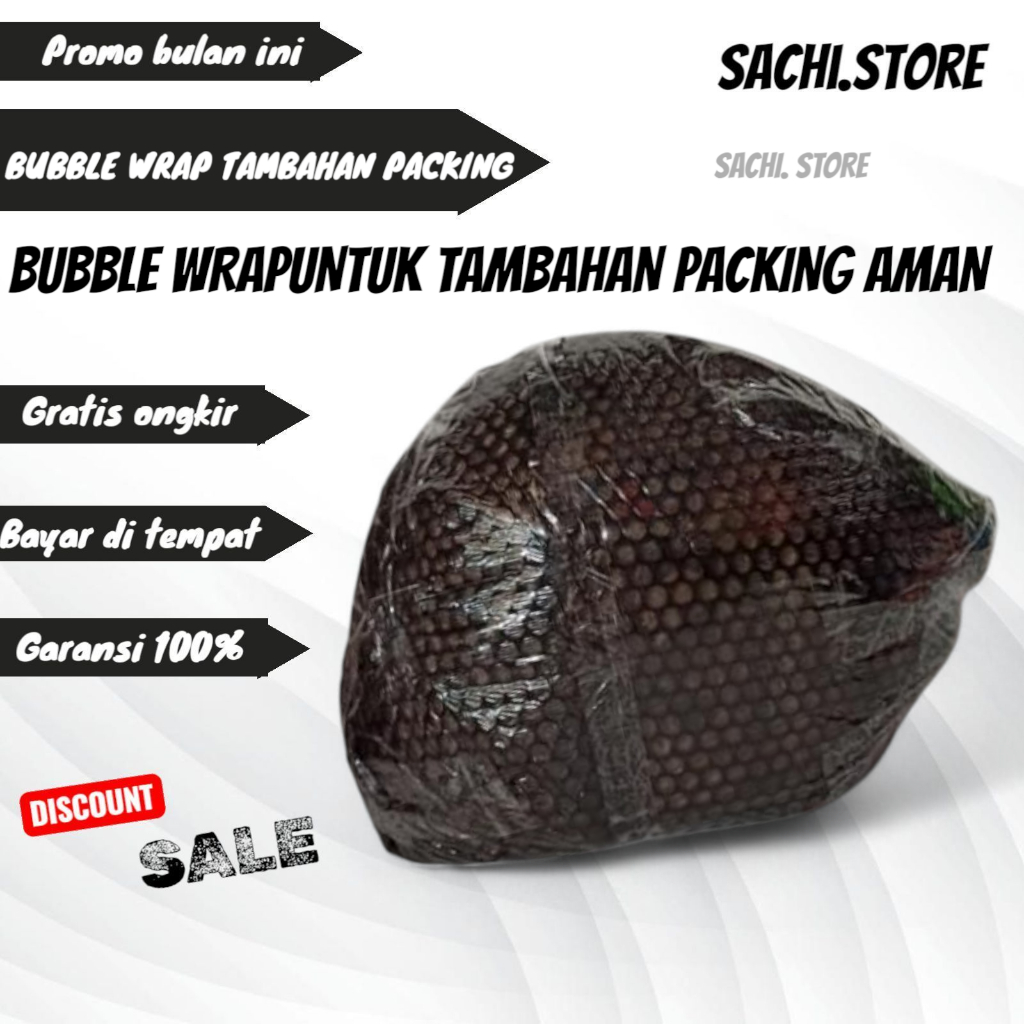 

BUBBLE WRAP PEMBUNGKUS HELM UNTUK TAMBAHAN PACKING AMAN