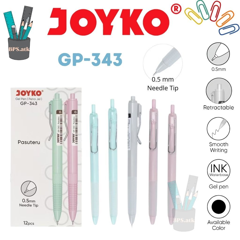 

(12 pcs) JOYKO Pulpen Pena Pen Gel GP-343 Pasuteru Gel 0.5mm Pulpen Cetek