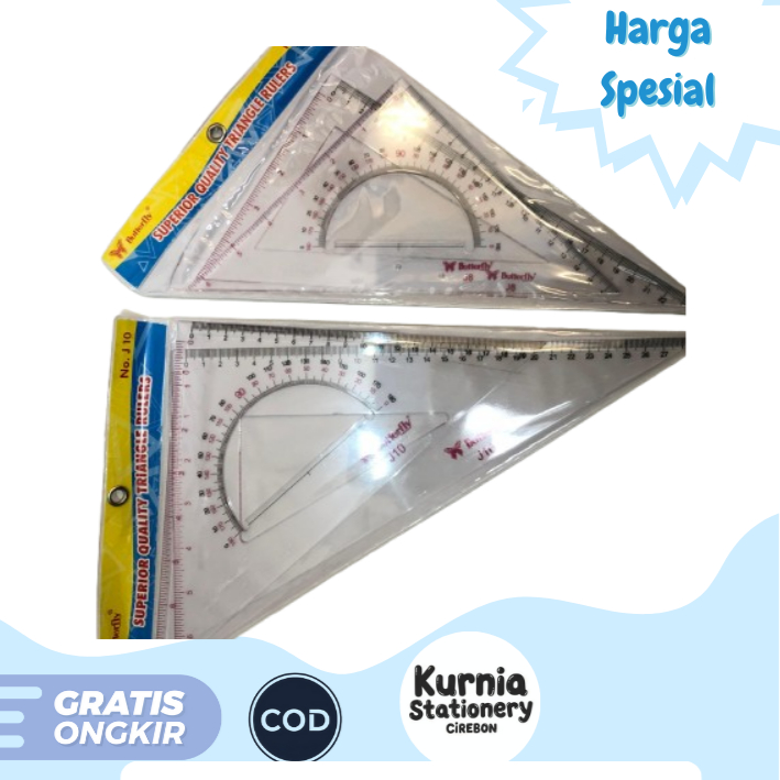 

Butterfly Superior Quality Triangle Rules / Penggaris Segitiga 1 Pack isi 2 pcs