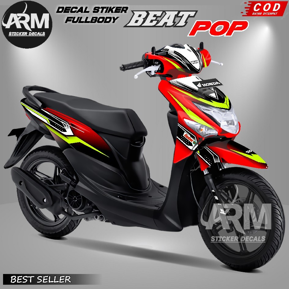 COD Decal Stiker Full body Honda Beat POP Limited Edition Variasi Racing Hitam Putih Stabilo