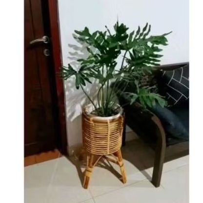 Standing Pot Rotan Tempat Pot Rotan diameter 35 cm