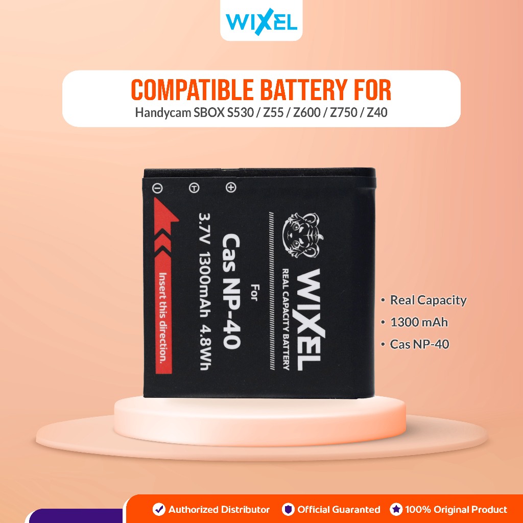 WIXEL Baterai Kamera CAS NP-40 for Casio Exilim EX FC160 FC100 FC150 Z50 Z55 Z57 Z100 Z200 Z300 Z400