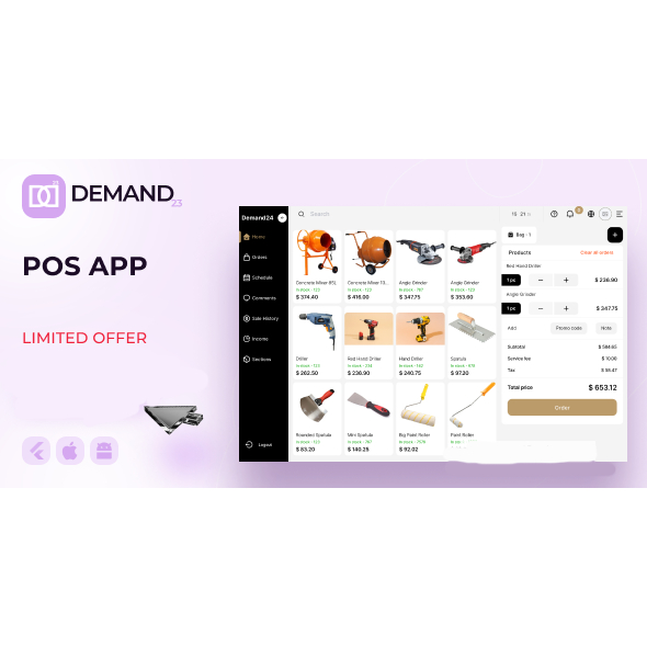 Source Code Aplikasi On-Demand24 – POS + Manajemen Pesanan & Layanan (iOS, Android, Desktop) – 2025