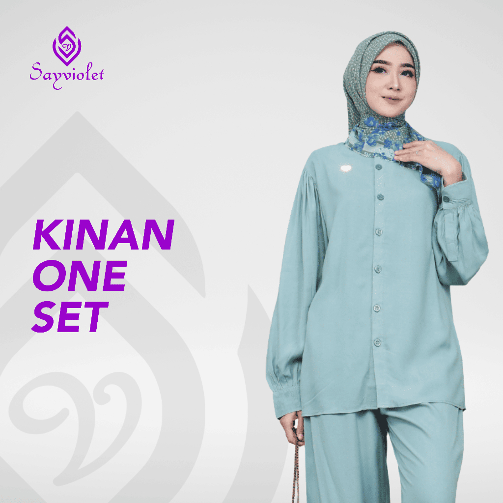 Sayviolet - Kinan One Set - Setelan Baju Celana Muslimah Casual Modis