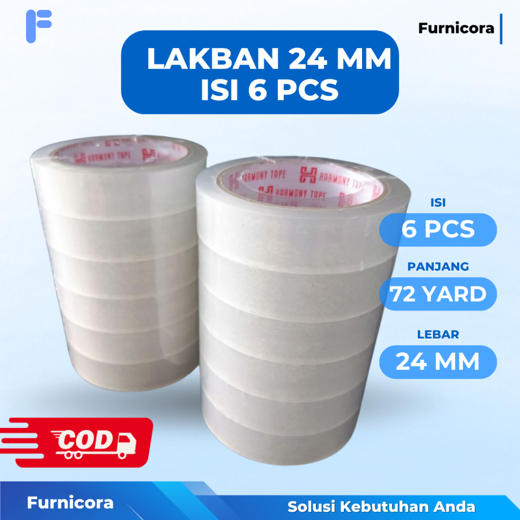 

ISI 6 PCS Lakban Clear White 24mm x 72 Yard Kuat - Solatip Tebal COD