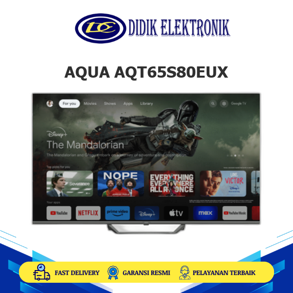 Aqua AQT65S80EUX QLED TV 65 Inch Google TV 4K HDR QLED Digital TV