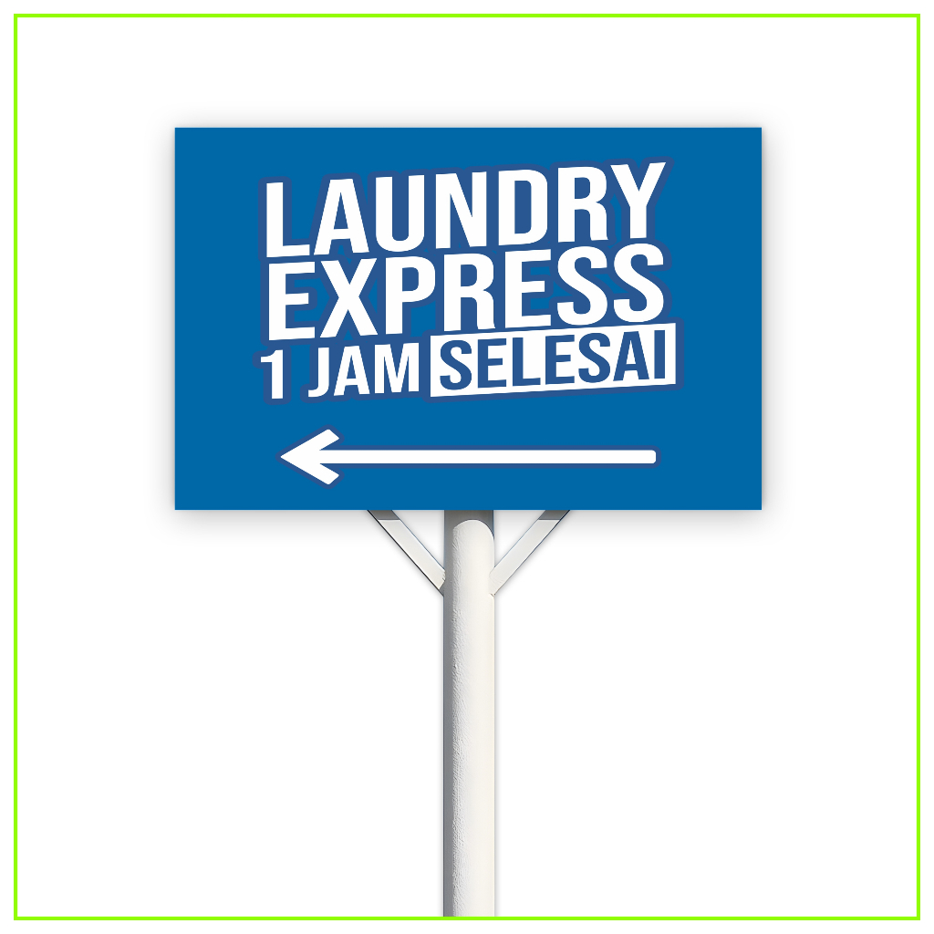 

Cuci Laundry Pole Sign Papan Nama Jalan + Tiang Besi Fullset