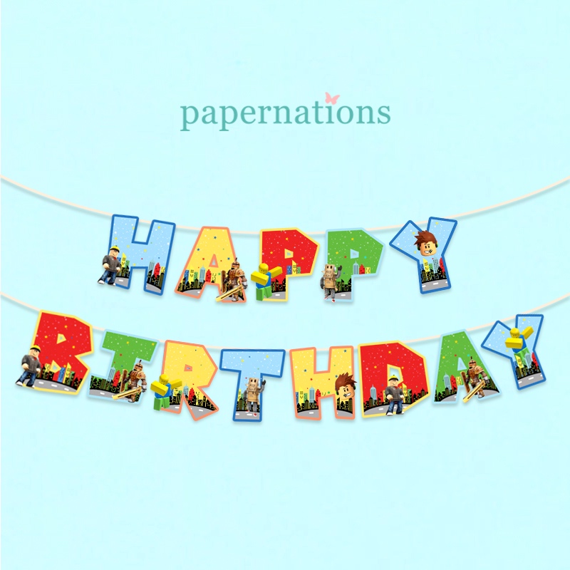 Banner Happy Birthday Roblox / Bunting Flag Roblox/ Banner ulang tahun Roblox
