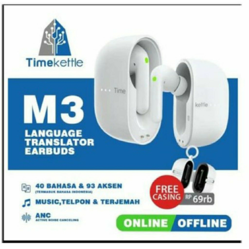 TimeKettle M3 Translator Earbuds (ONLINE OFFLINE)