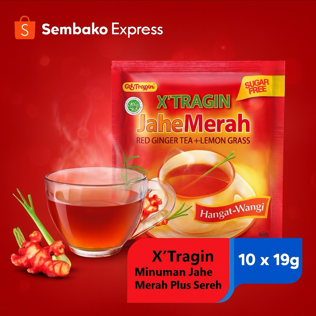 

X’Tragin Jahe Merah + Sereh 10 x 19g – Minuman Serbuk Hangat & Wangi