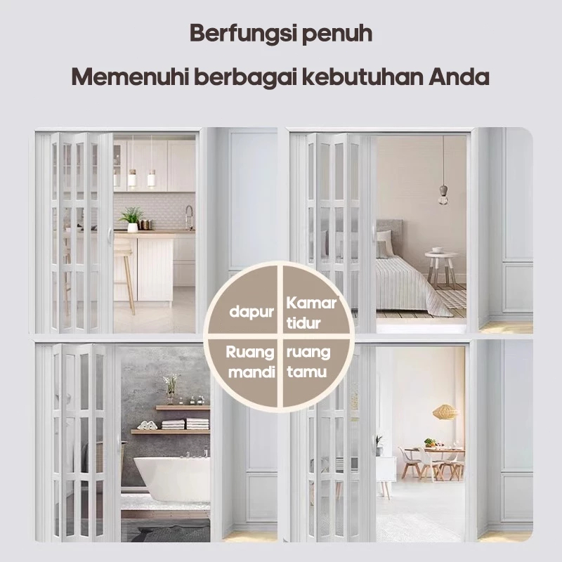 Pintu Lipat PVC Folding Door Geser 195*70CM/200*80CM for kamar tidur Penyekat Ruangan pintu kamar