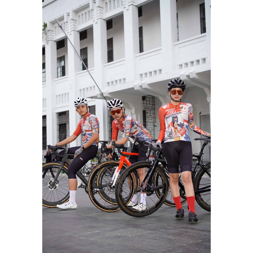 CUCI GUDANG SUB JERSEY VINTAGE INDONESIA UNISEX SHORT SLEEVE CYCLING JERSEY RED - JERSEY SEPEDA PRIA