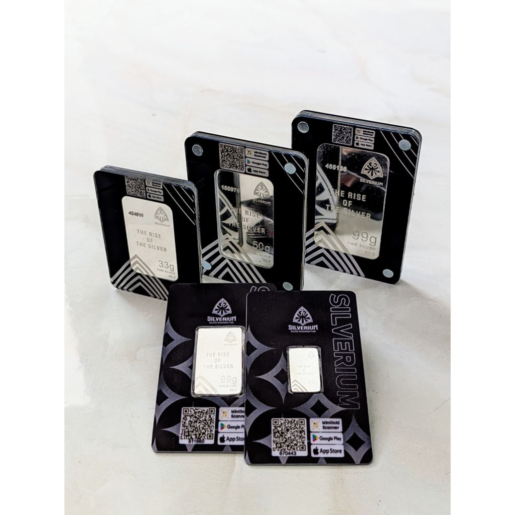 SILVERIUM - Perak Batangan Silverium 99 Gram, 50 Gram, dan 33 Gram Original by Minigold - Investasi 