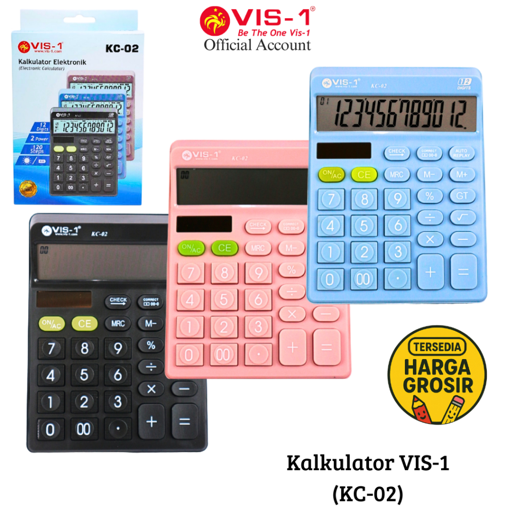 

VIS-1 Kalkulator 12 Digits kode KC-02 / Kalkulator Hitung