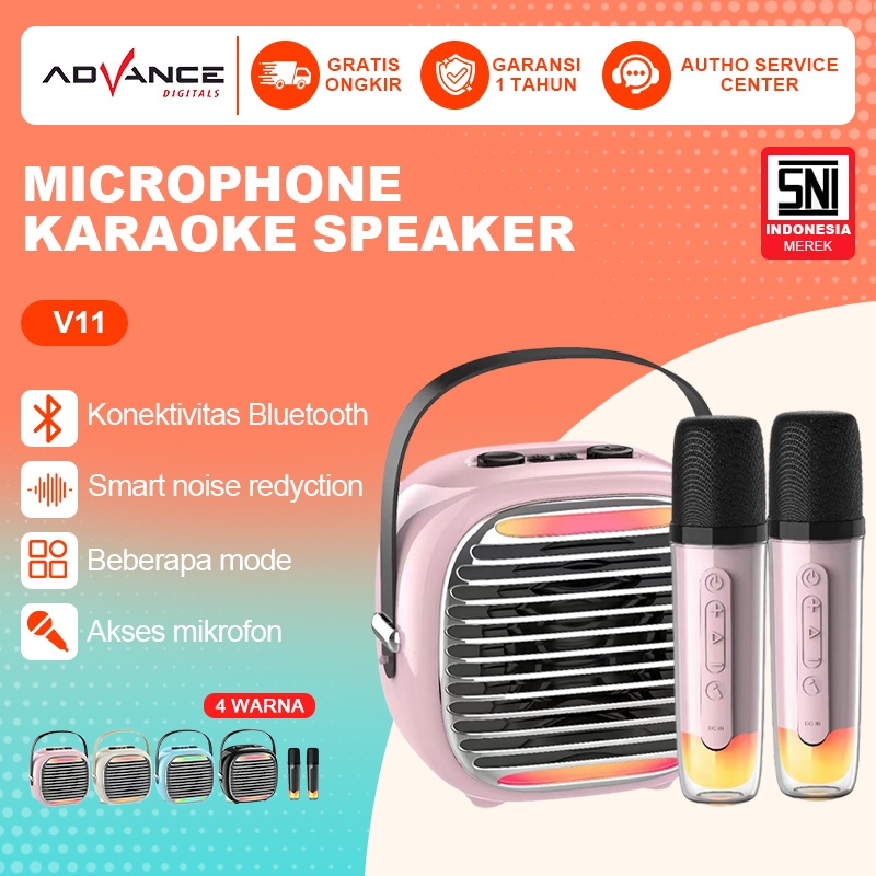 Advance speaker bluetooth V-11 speaker karaoke double mic sepeker aktif bluetooth karoke speaker blu