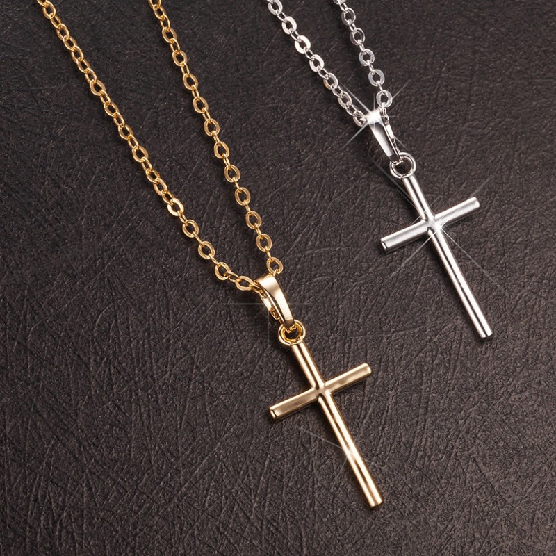 [COD] Kalung Salib Yesus untuk Wanita Pria Rantai Baja Tahan Karat Choker Liontin Salib Perhiasan