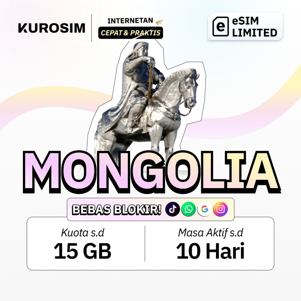 eSIM Mongolia Kuota Besar Kurosim TIKTOK | Langsung Aktif Support Internet Travel Roaming