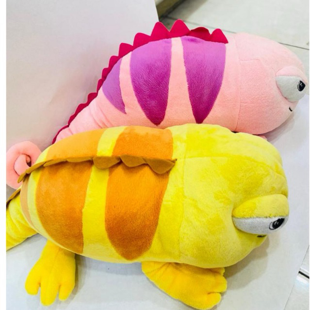 Boneka binatang iguana jumbo boneka hewan binatang boneka iguana lucu warna kuning pink bahan yelvo 