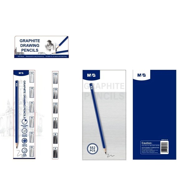 

M&G Pensil Grafit AWP357J9 Set Sketsa Profesional 552pcs Grade Lengkap 2H-14B Display