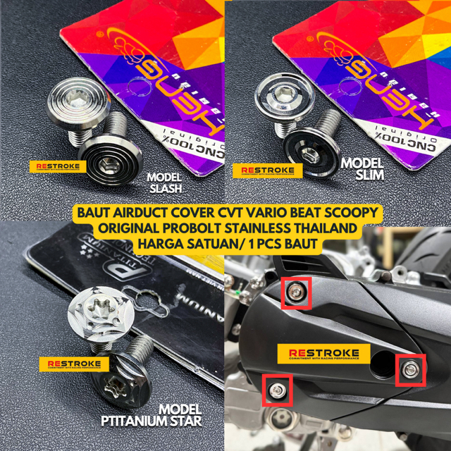 BAUT AIRDUCT KEONGAN COVER CVT VARIO 125 150 110 BEAT SCOOPY ORIGINAL HENG COMPAYU PROBOLT STAINLESS