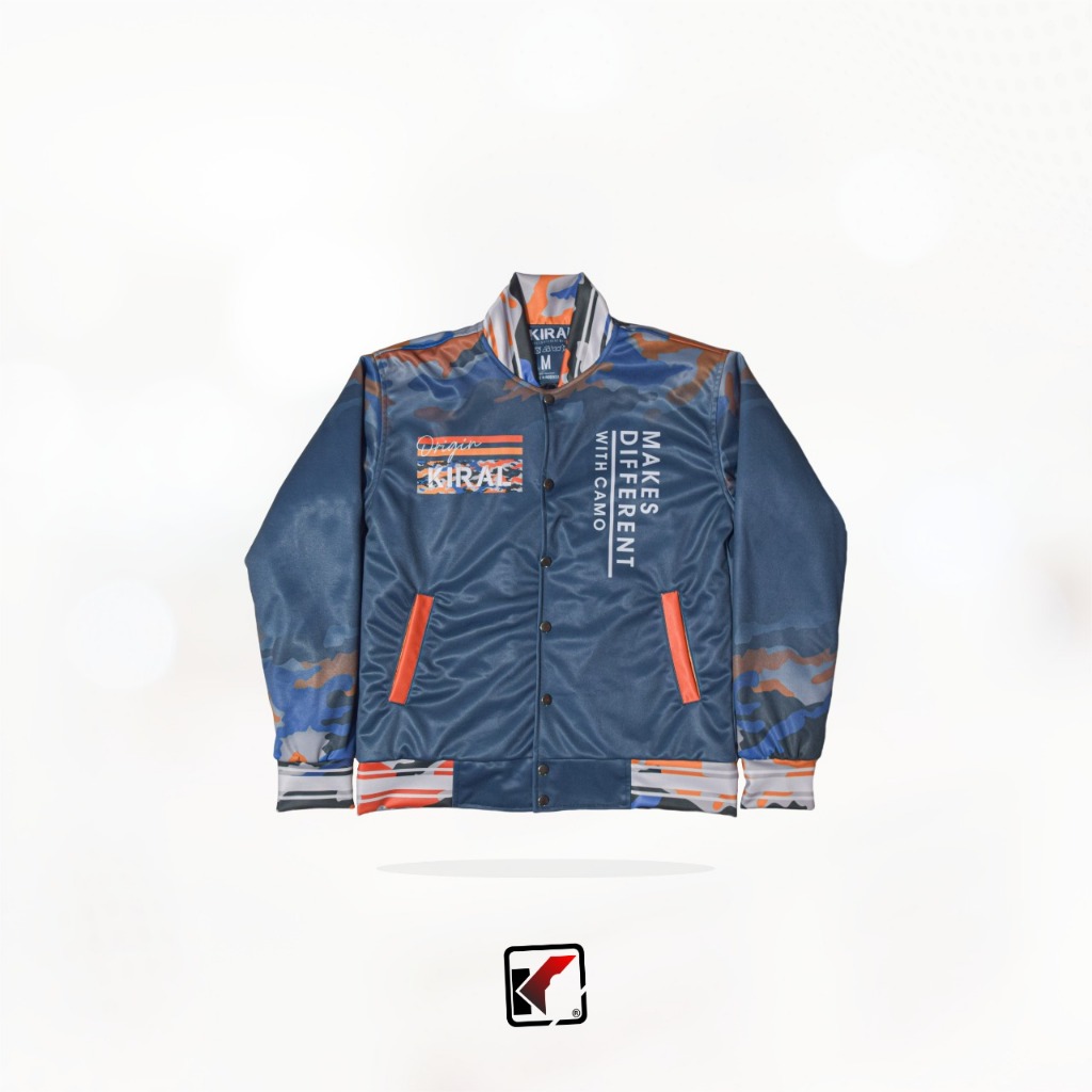 JAKET BASEBALL VARSITY - DIVERSITY JACKET KIRAL - SAGARA BLUE ORANGE