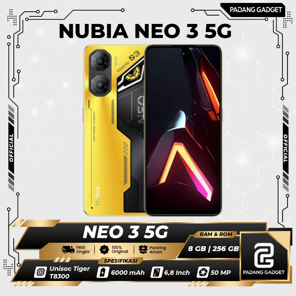 ZTE Nubia Neo 3 5G 8/256 GB HP Gaming 6,8 Inchi 120 Hz Batrai 6000 mAh Bypass Charging Garansi Resmi