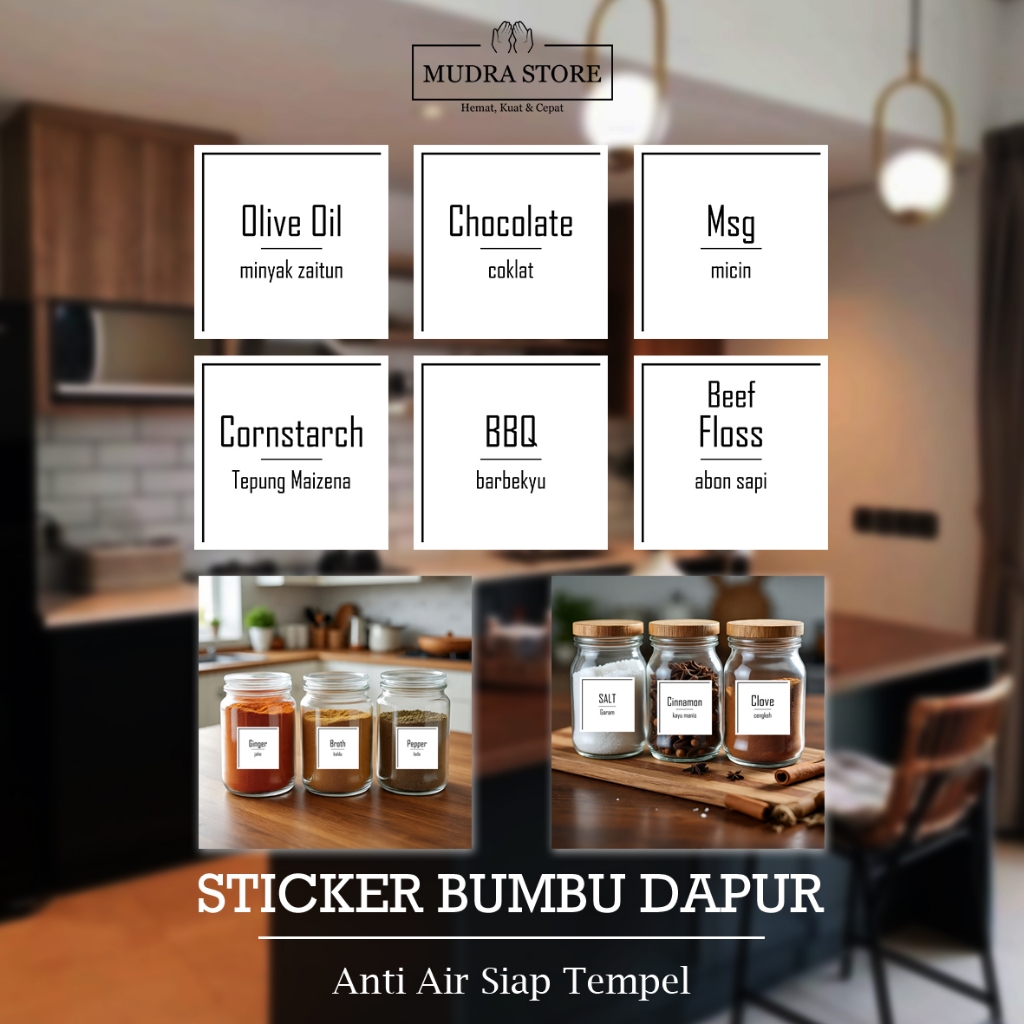 

Stiker Minimalis Pantry Tahan Air & Minyak - Stiker LabeL untuk Wadah Makanan, Baking, Bumbu Dapur - SB 2