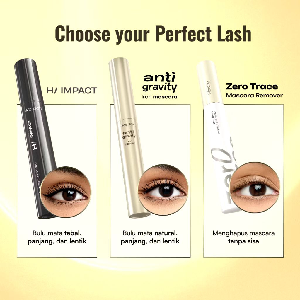 Wardah Anti-Gravity Iron Mascara | Wardah Hi-Impact Volumizer Mascara | Wardah Zero Trace Mascara Re