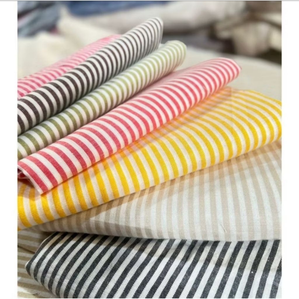 Kain Katun Yarndyed Motif Garis Stripe /Kain Salur 4mm/08 Lebar 150cm Kain Katun Jepang Tokai Senko 