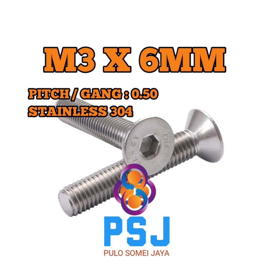 Baut JF L Stainless / Verseng M3 x 6 Stainless 304