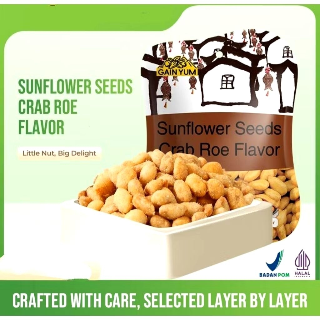 

Gain Yum Sunflower Seeds Kuaci rasa telur kepiting 40 gram