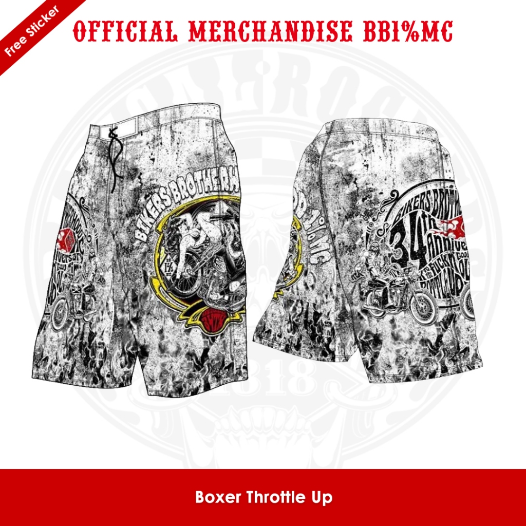 Throttle Up BB1%MC Celana Boxer Putih Fullprint