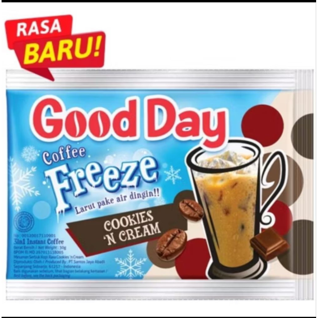

good day freeze cookies n cream sachet 10x30g