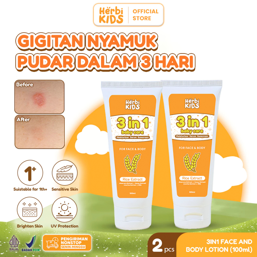 Herbikids Buy 1 Get 1 Free 3in1 Face And Body Lotion Atasi Kulit Kering, Iritasi dan Mencerahkan - K