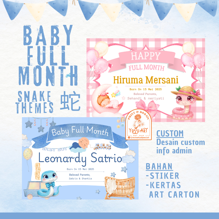 

STIKER HAPPY FULL MONTH SNAKE/ STIKER KELAHIRAN BAYI ULAR/ FULL MONTH BABY SNAKE STICKER
