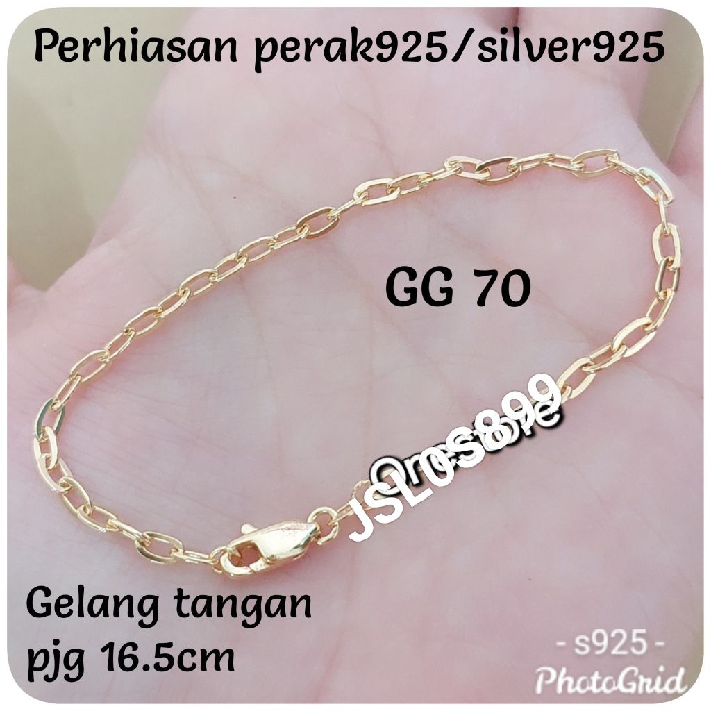 gelang perak S925 lapis emas kuning
