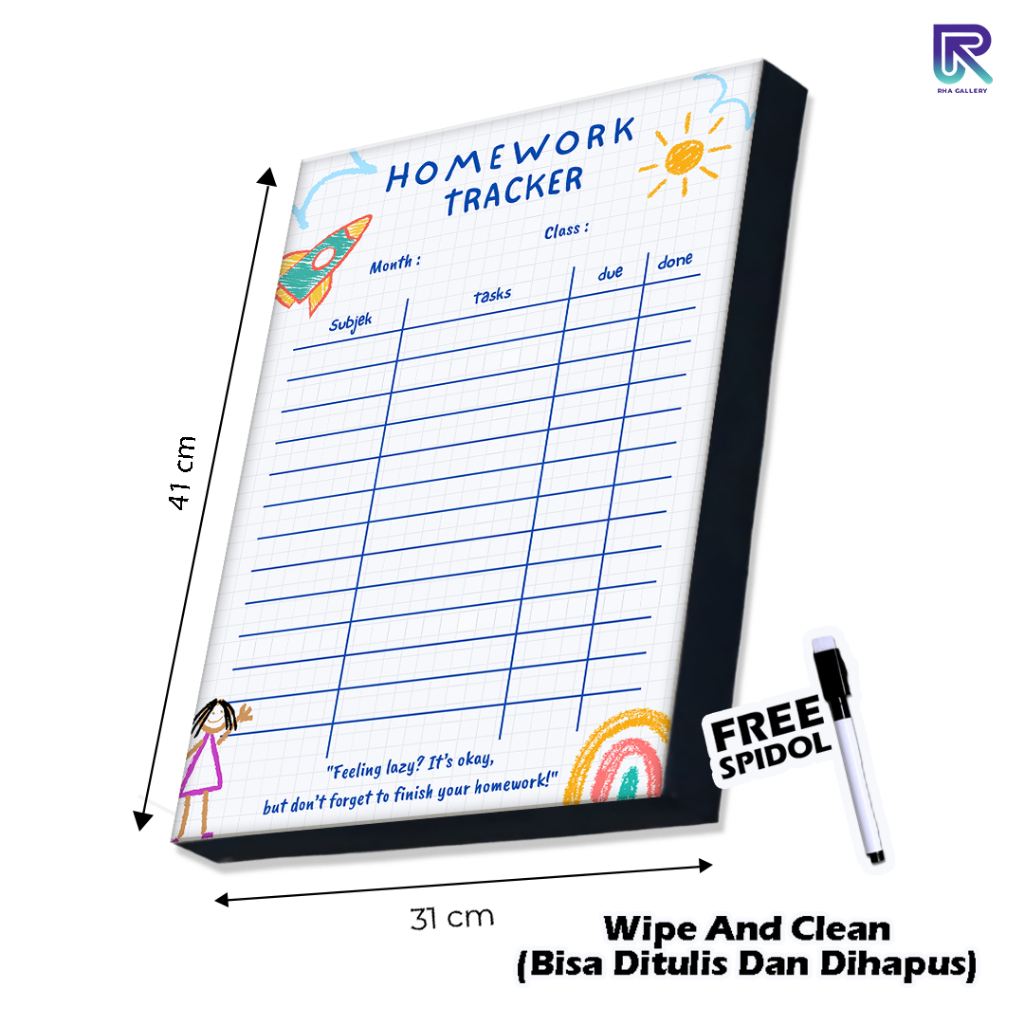 

RHA GALLERY Papan Tulis Kayu Pekerjaan Rumah Tugas Harian Dekorasi Dinding Bisa Dihapus Free Spidol