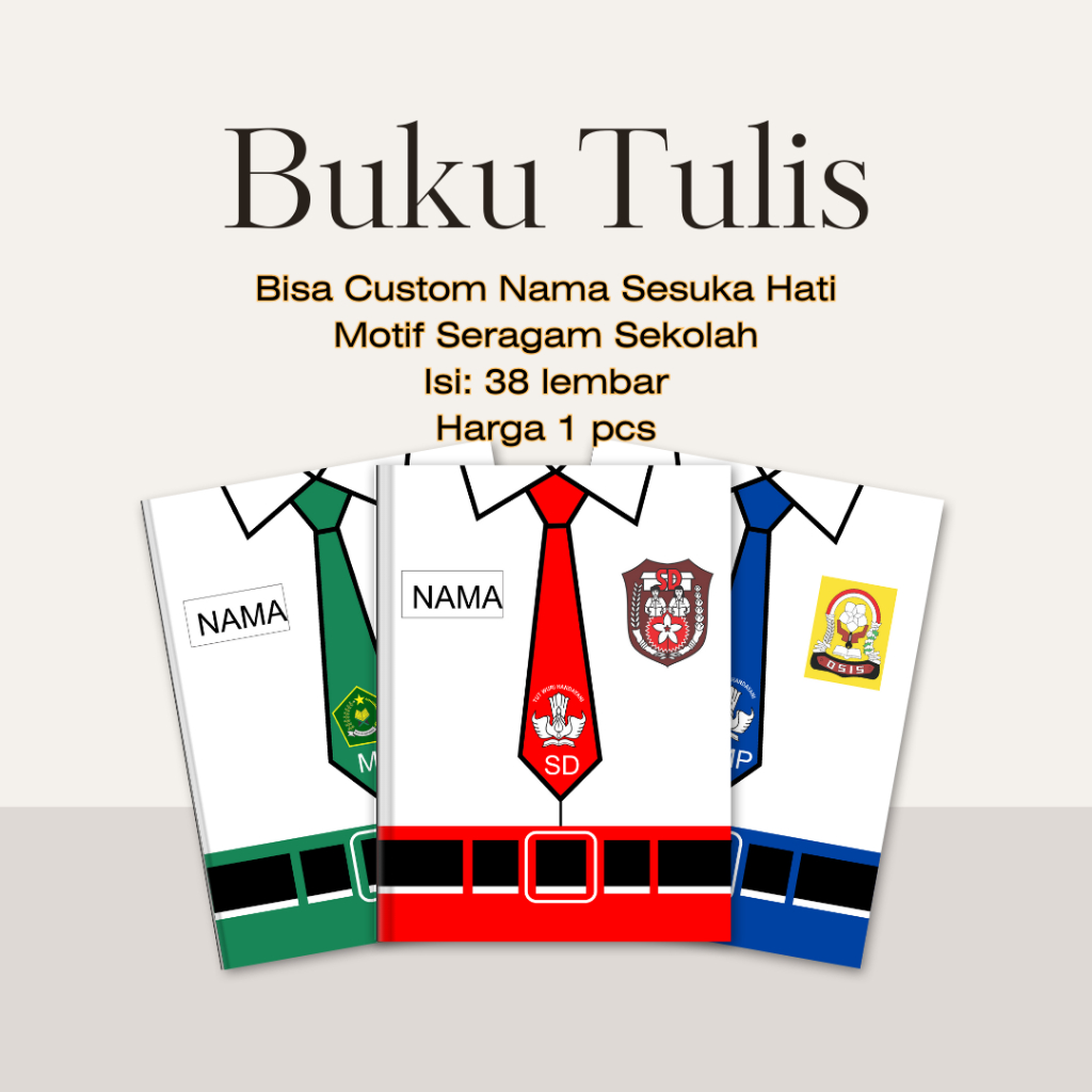 

Buku Tulis Custom Seragam Sekolah TK,SD,MI,SMP,SMA 38 Lembar/Buku Tulis, Buku Tulis Anak