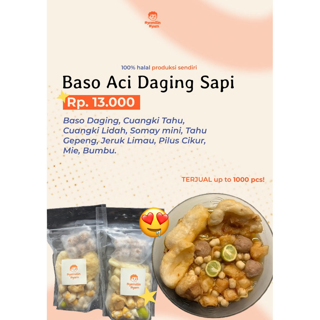 

Baso Aci Daging Sapi [LUAR MLG WAJIB XTRA PACK]
